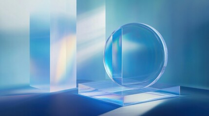 Poster - Abstract Glass Sculptures in a Blue Studio Setting