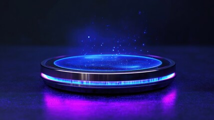 Poster - Illuminated Circular Platform With Ethereal Blue Glow