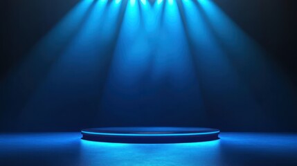 Poster - Illuminated Circular Platform Under Blue Spotlight