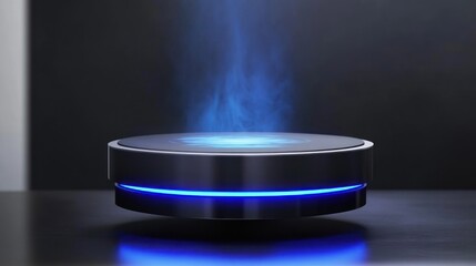 Poster - Futuristic Black Cylinder with Blue Light Emitting Energy