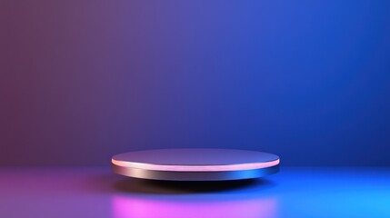 Poster - Illuminated Circular Platform Neon Background