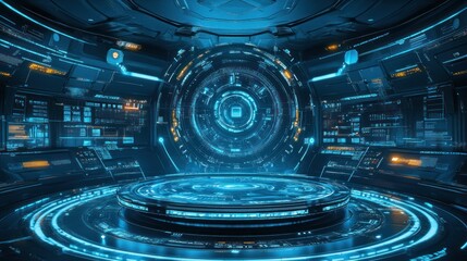 Poster - Futuristic Sci Fi Control Room Interior Design