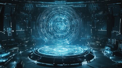 Poster - Futuristic Sci Fi Circular Platform Interface Room
