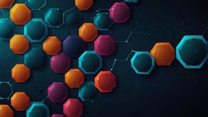 Wall Mural - Health care abstract background with hexagons, lines and dots. Medical innovation banner template concept. Biology and pharmaceutical technology background. Vector illustration