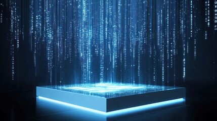 Aufkleber - Digital Data Rain Falling Onto Illuminated Platform