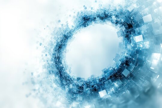 Abstract Digital Vortex: A Symphony of Blue Cubes