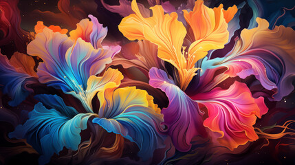 Canvas Print - abstract fractal colorful flower background pattern design