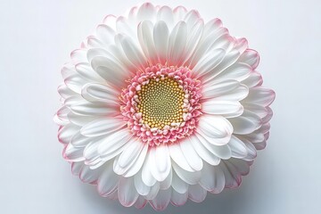 Wall Mural - A macro view of a white and pink common daisy in full bloom, showcasing its intricate petal details and golden center.