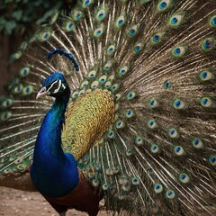 Wall Mural - peacock with feathers out