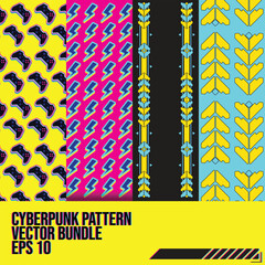 Wall Mural - cyberpunk y2k 2000s gaming futuristic seamless pattern for fashion febric branding set collection ba