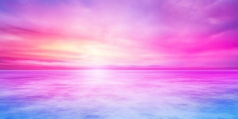 Wall Mural - Vibrant pink and purple sunset over serene ocean horizon with clouded sky
