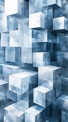 Aufkleber - abstract blue geometric cubes create a modern, textured background.