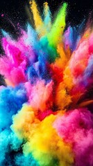 Aufkleber - A vibrant explosion of colorful powder in various hues, creating a visually stunning display of energy and creativity.