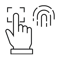 Fototapete - Fingerprint Security icon with hand sing design, Fingerprint Security Icon Design outline. Safety lock for all project.   