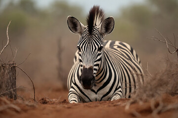 Zebra in the middle of arid savannah for the concept of International Zebra Day