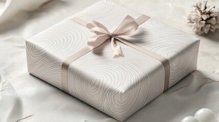 Poster - Abstract Curved Lines Wrapping Paper, Elegant design featuring soft white and light gray curves, perfect for gifts and creative projects