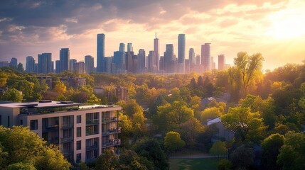 Urban Skyline at Sunset, Toronto