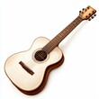 © Manchuporn - Isolated on white, pastel depiction of an acoustic guitar with soft beige and brown tones, minimalist and clean