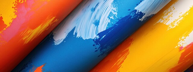 Poster - Abstract Colorful Paint Strokes Vibrant Blue Orange Yellow Texture Background