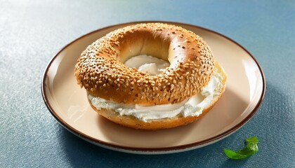 Sesame bagels with cream cheese