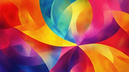 Poster - Vibrant abstract wallpaper featuring bold geometric shapes in dynamic colors, perfect for modern digital spaces or creative projects