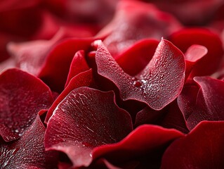 Poster - a macro shot of velvety red rose petals, highlighting intricate details with a soft focus and copy s