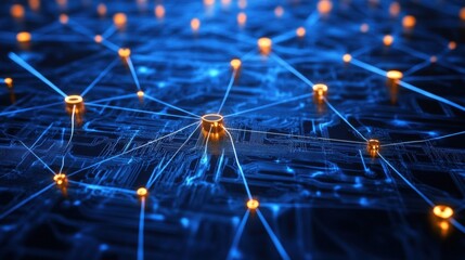 Poster - Abstract technology design featuring intricate shapes, circuit lines, luminous connections, modern digital aesthetics, futuristic elements