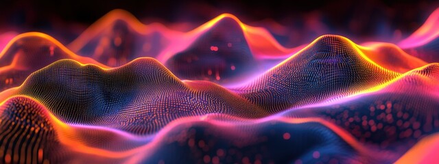Poster - Tech Fusion, an innovative wallpaper design featuring intricate digital patterns and luminous lines, embodying the spirit of modern technology