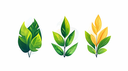 Wall Mural - colorful stylized leaves, various shades of green and yellow, graphic design element