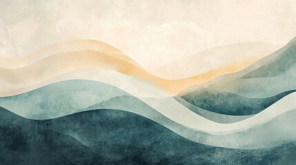 Aufkleber - Soft waves in pastel hues flow across the abstract background, offering a minimalistic and elegant look.