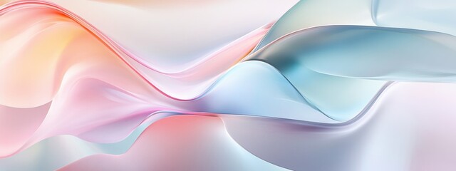 Poster - Serene Flowing Pastels, an abstract wallpaper featuring soft curves and gentle hues for a calming atmosphere.