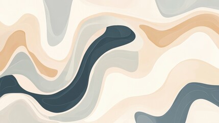 Poster - Soft Curves in Pastel, minimalist abstract design featuring gentle flowing lines and soothing muted colors for a serene ambiance