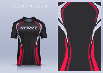 Wall Mural - Fabric textile design for Sport t-shirt, Soccer jersey mockup for football club. uniform front view.	