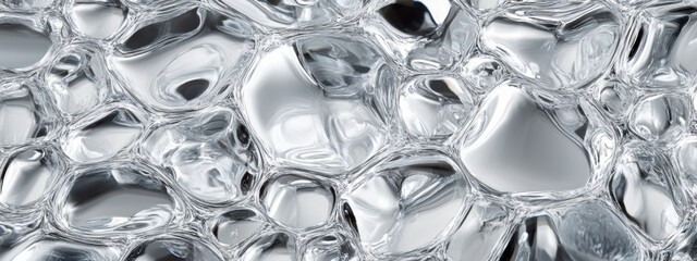 Poster - Glossy Water Droplet Texture, smooth surface, vibrant reflections, clear details, enhances visual depth, ideal for design and artistic applications