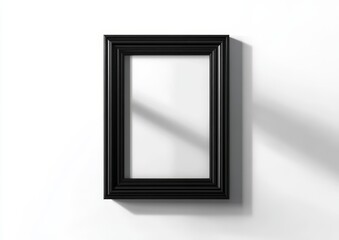 Wall Mural - Black frame mockup on white wall with shadow.