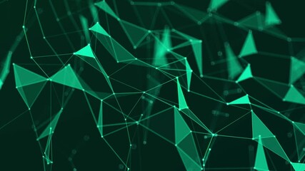 Leinwandbilder - Abstract polygonal space with dots and lines motion. Data technology and scientific illustration. 3d rendering. Seamless loop. 4K
