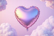 © He - Shiny metallic heart shaped balloon in cloudy atmosphere