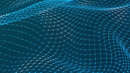 Leinwandbilder - Abstract colored polygonal space with dots and lines motion. Data technology and scientific illustration. 3d rendering. Seamless loop. 4K	