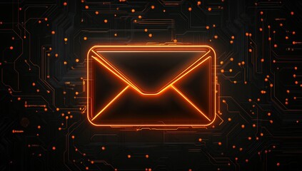 Fototapete - Glowing email icon on a circuit board.