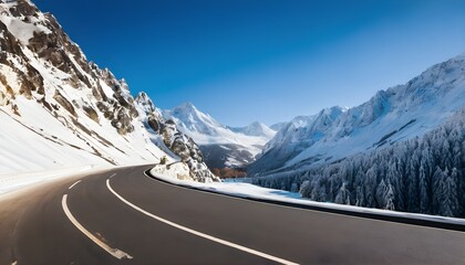 Wall Mural - A road in the mountains in the winter