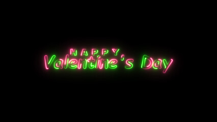 glowing neon text valentines day background. happy valentine's day calligraphy text on black backgro
