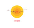 © Artstory - Circle yellow earthquake icon with earthquake ground crash vector illustration. Round vibration graphic or red alert radar.
