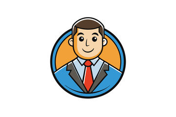 Wall Mural - Corporate illustration of a cheerful man in a suit, perfect for business icons, profile images, and professional visual representation