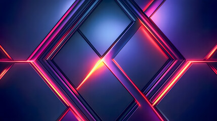 Poster - Futuristic Geometric Background with Vibrant Neon Colors and Dynamic Light Reflections Creating a Modern Abstract Aesthetic for Digital Designs