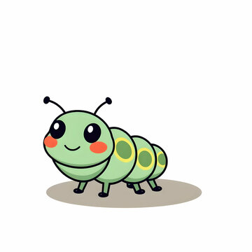 Cute Caterpillar Standing Cartoon Vector Icon Illustration Animal Nature Icon Concept Isolated Flat