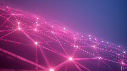 Poster - Abstract digital background with glowing connection lines and nodes in vibrant pink and blue shades illustrating technology and networking concepts
