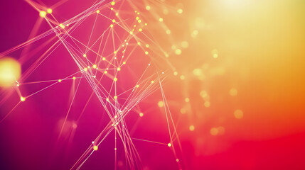 Poster - Abstract colorful background with luminous points and glowing lines, creating a web of connections in a vibrant and dynamic design setting