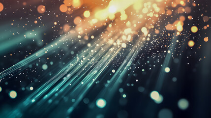 Poster - Radiant Light Rays with Soft Bokeh Effect in Motion, Colorful Glow Particles Creating a Dreamlike Background for Abstract Designs and Artwork