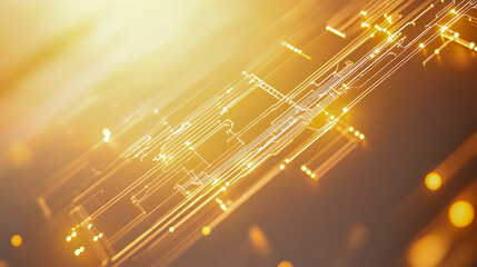 Poster - Abstract Technology Background with Glowing Lines and Dots in Golden Hues for Digital Concepts and Modern Visual Designs