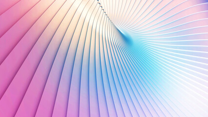 Fototapete - Abstract iridescent striped background,  wavy stripes pattern, interesting spiral architectural minimal wallpaper.